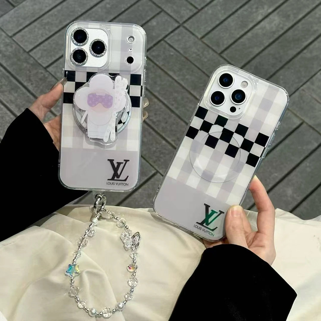 格子适用iPhone17promax磁吸手机壳老花苹果15高档16小众14新款13