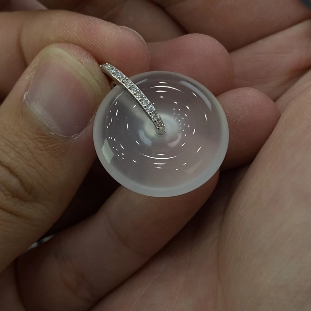 石英质玉吊坠银S925镶嵌