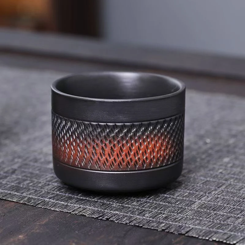 紫陶跳刀纹扳指杯50毫升茶具