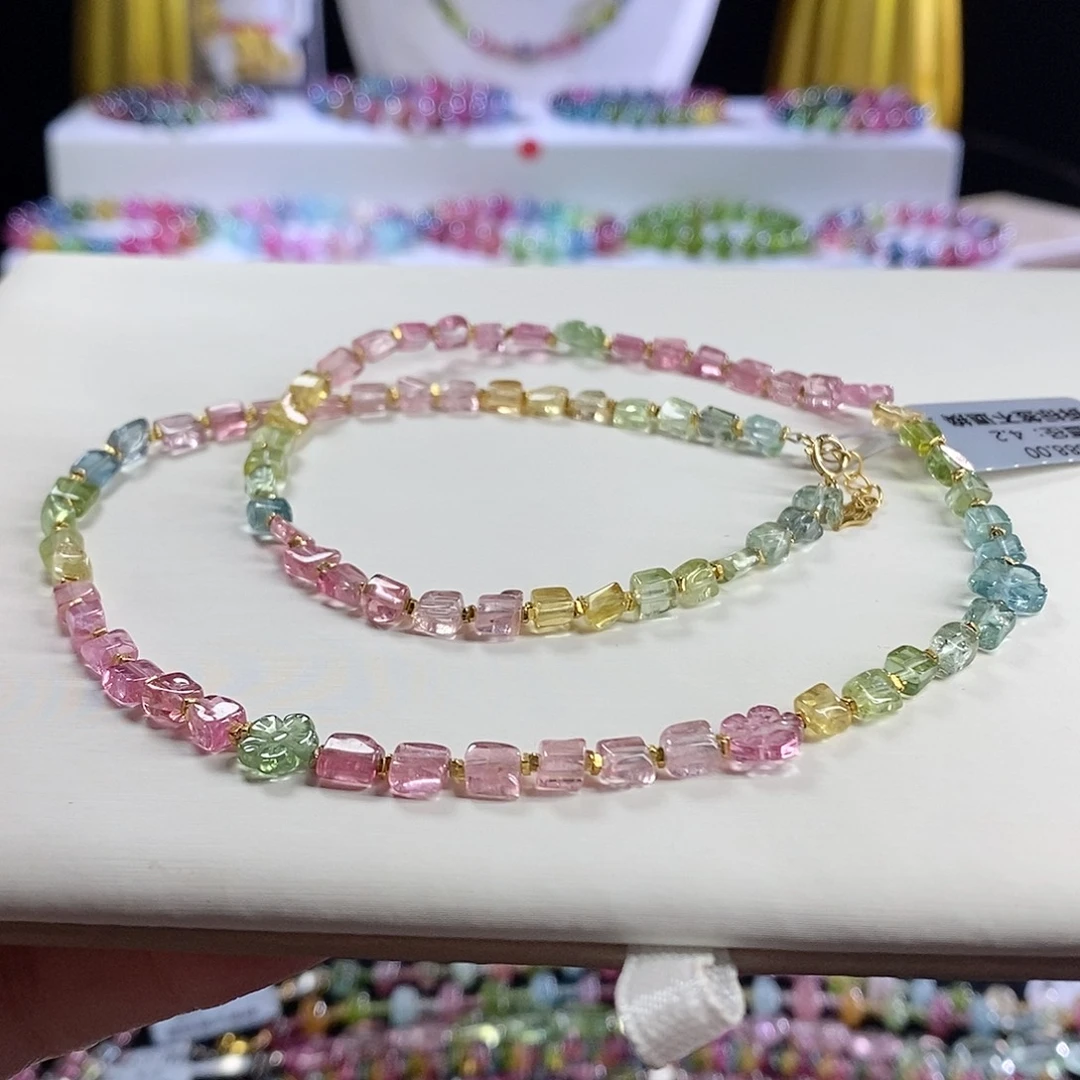 未镶嵌手链碧玺方糖锁骨链