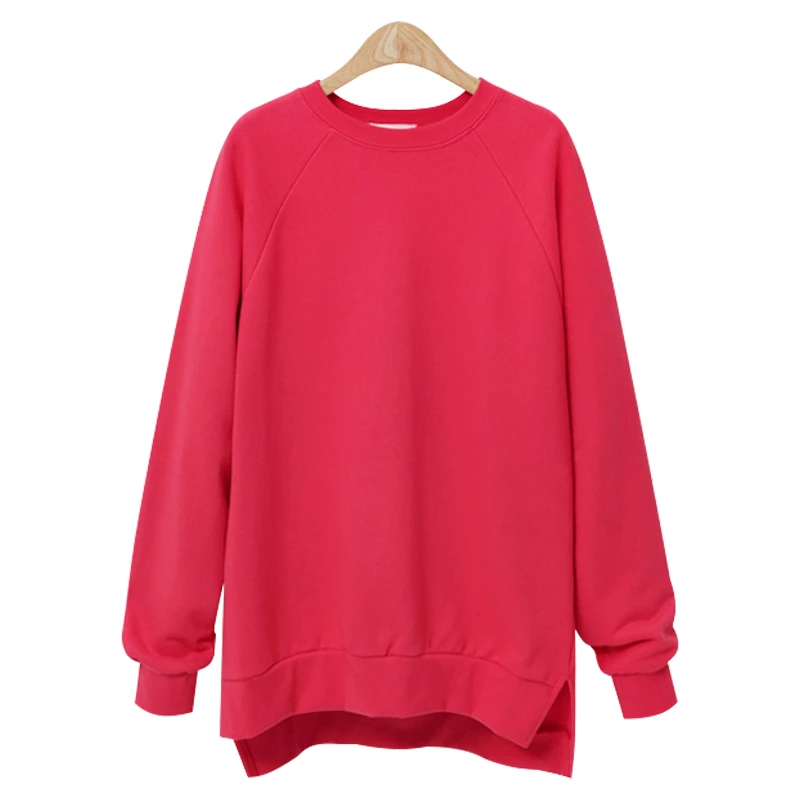 厚款拼接百搭中长款圆领长袖卫衣女士春秋blokette