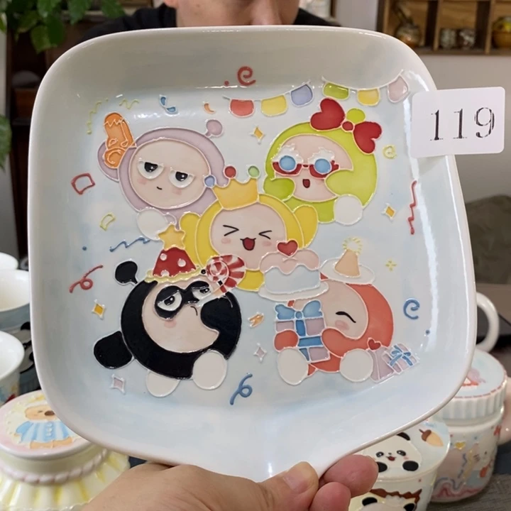 瓷片景德镇釉下彩手绘
