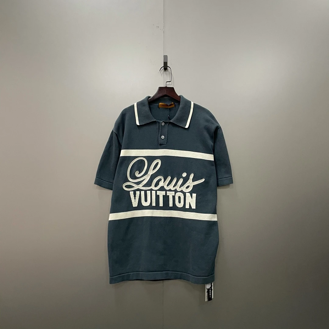 99新 LouisVuitton/路易威登 qq213字母印花logo拼色polo衫 M码