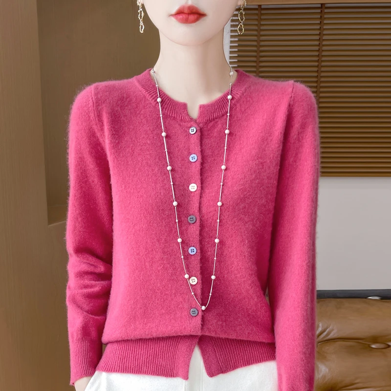 羊毛衫女圆领百搭时尚提花加厚针织毛衣宽松慵懒风羊毛衫打底