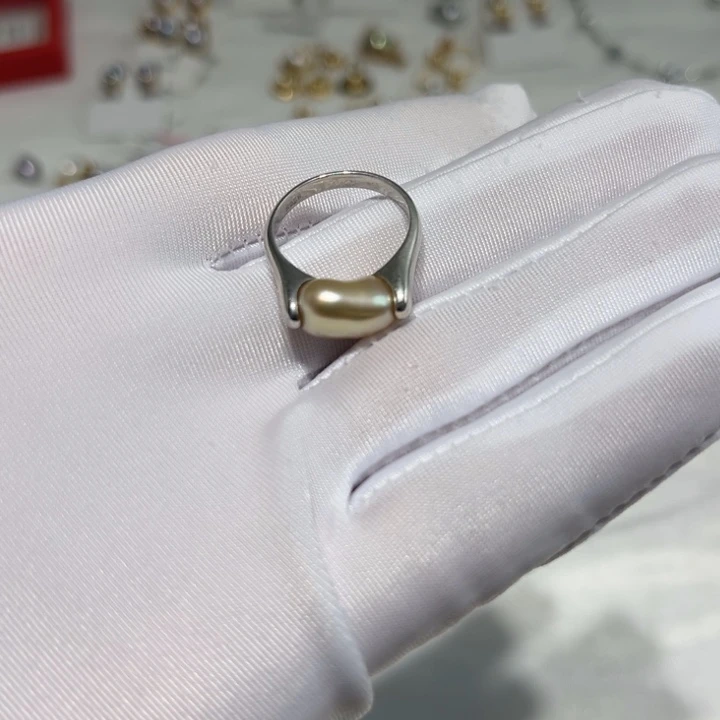 海水珍珠戒圈银S925镶嵌No 退换