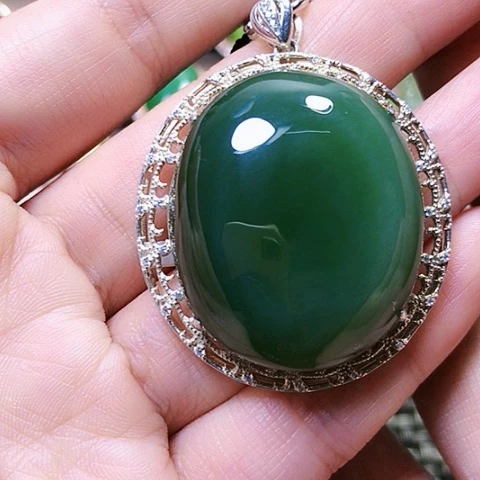 和田玉戒指银S925镶嵌苏**信