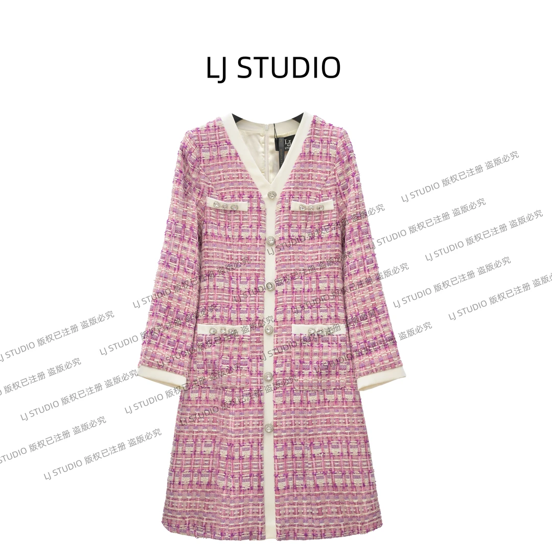 《15号单单》早秋小香连衣裙新款时尚女士长裙高定成衣LJ0136