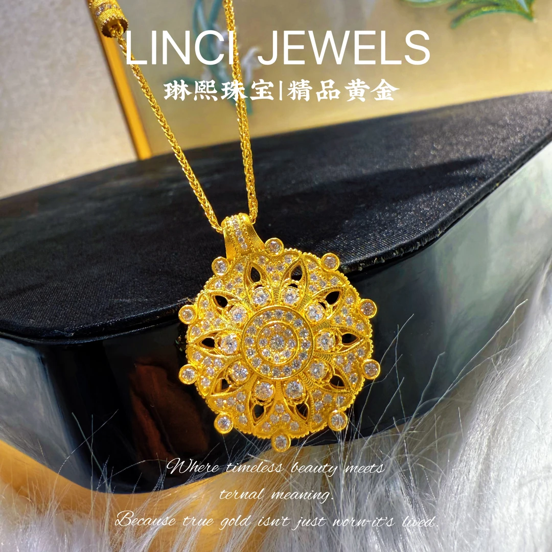 足金999曼陀罗花丝项链套链