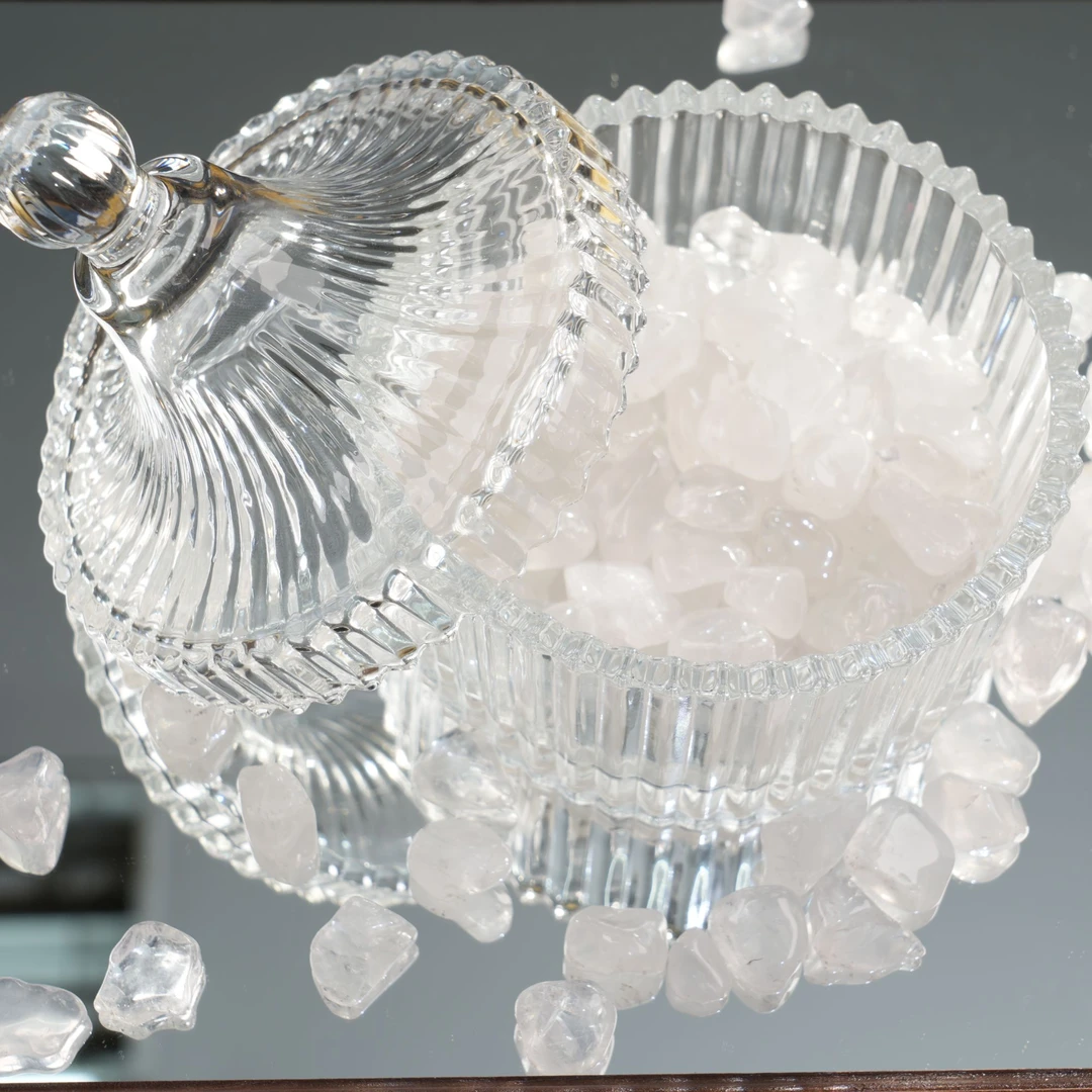 水晶消磁碗+大颗粒天然水晶消磁石(300g) hz011401