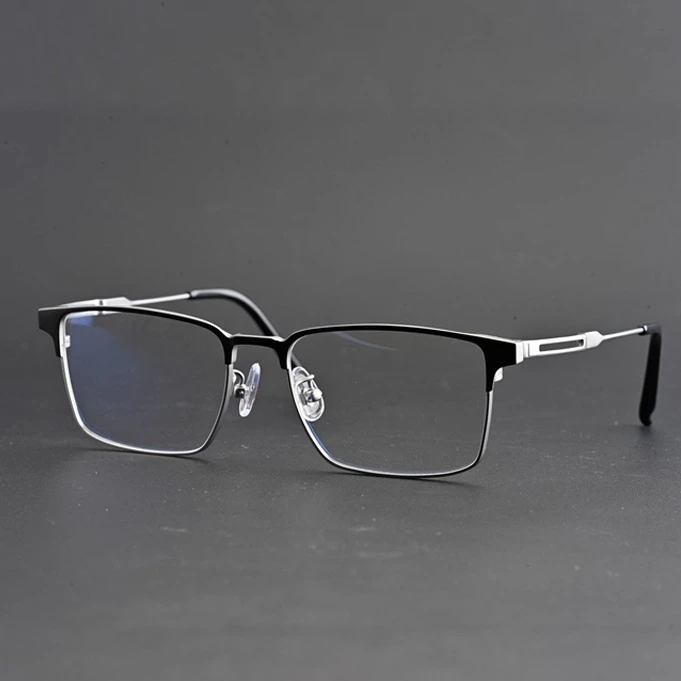 商务纯钛眼镜架半框大脸眼睛框镜架男超轻眉线框镜架配近视镜6633