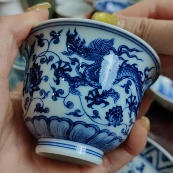 瓷片元青花锡斑手绘青花