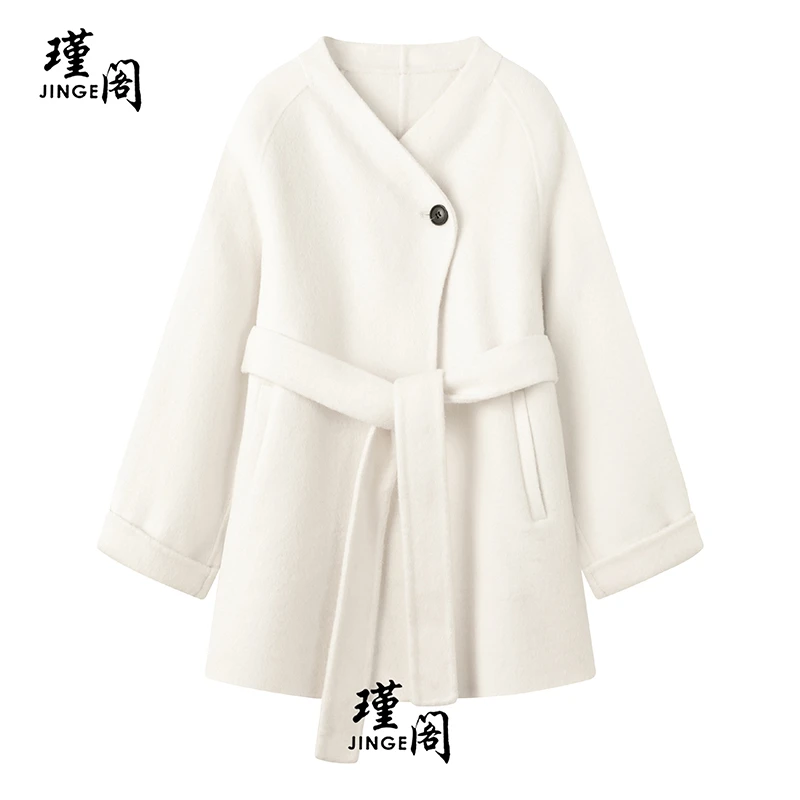 【瑾阁】25款冬季立领高端百搭系带羊毛大衣外套201