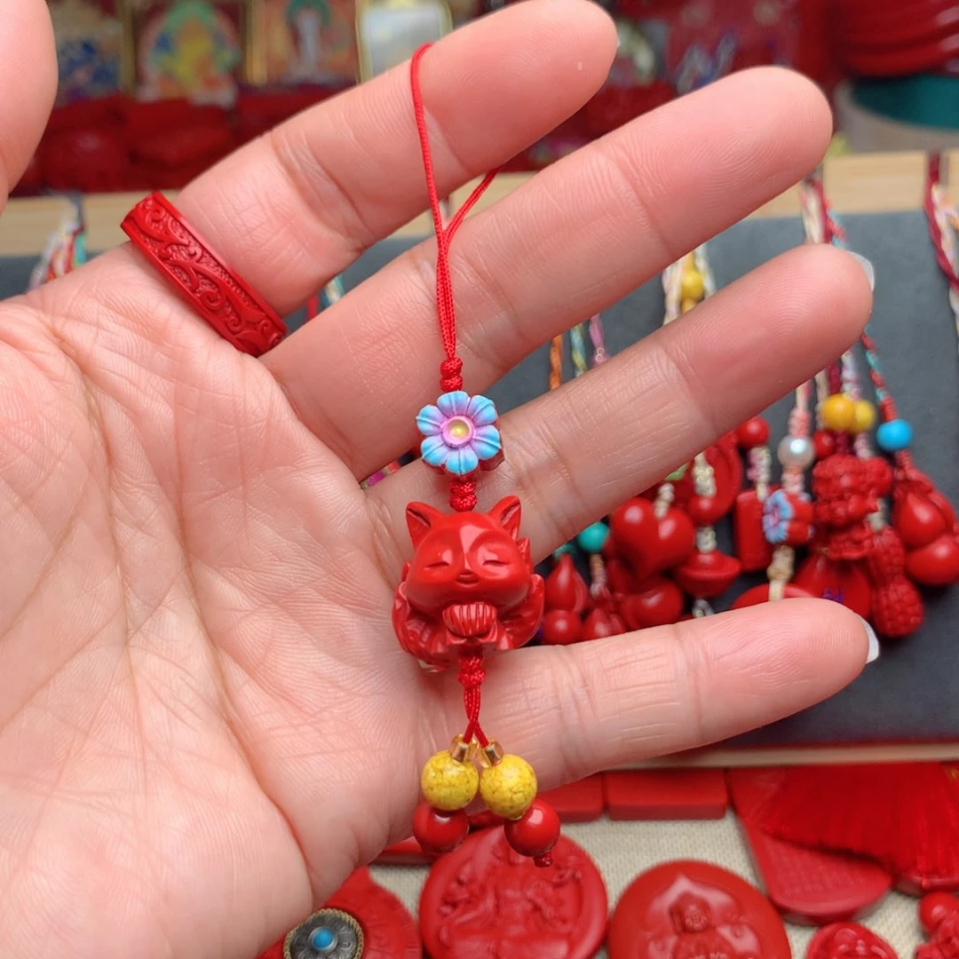 天然辰砂工艺品朱砂手机坠