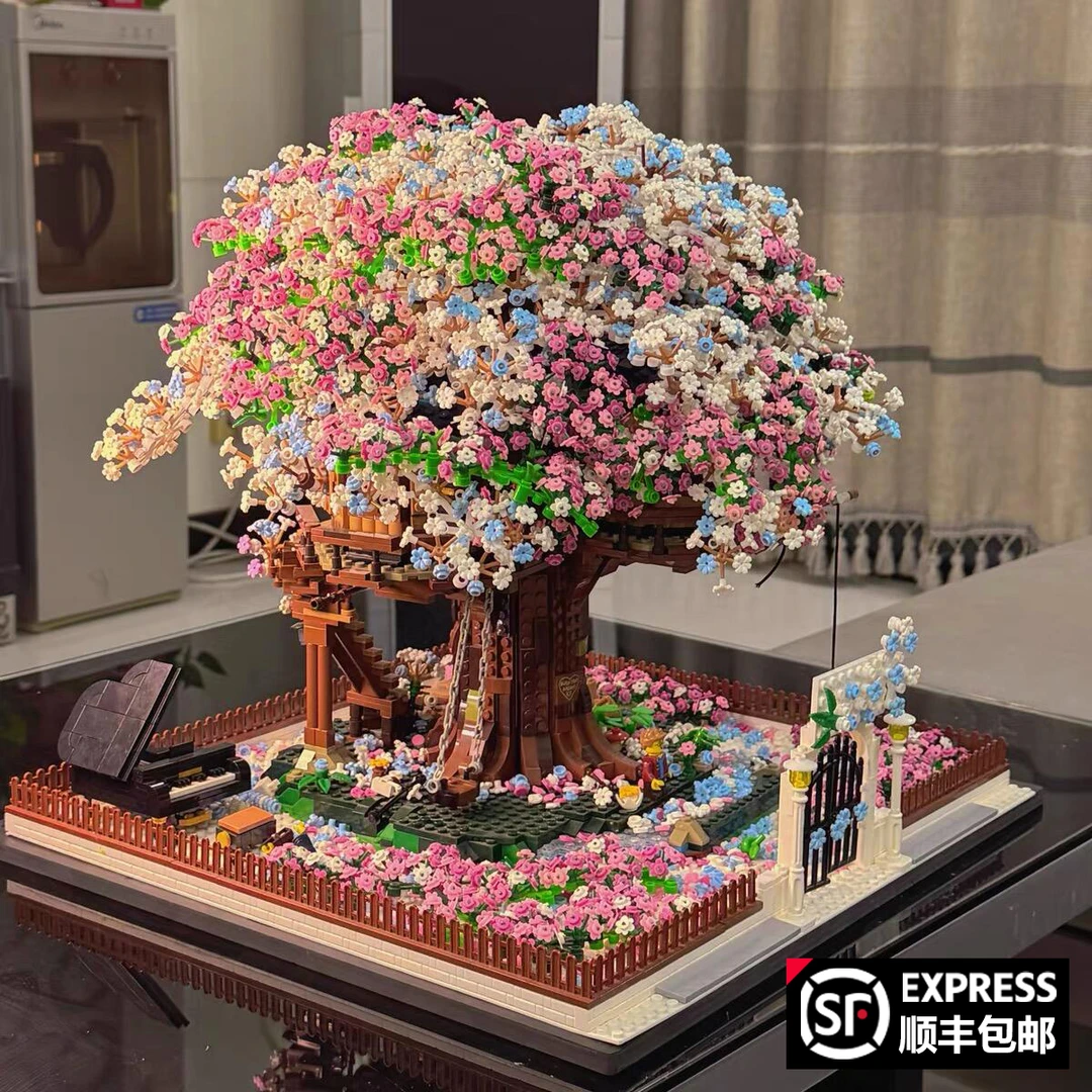 2025樱花树屋马卡龙女孩子系列成年高难度拼装积木情人节生日礼物