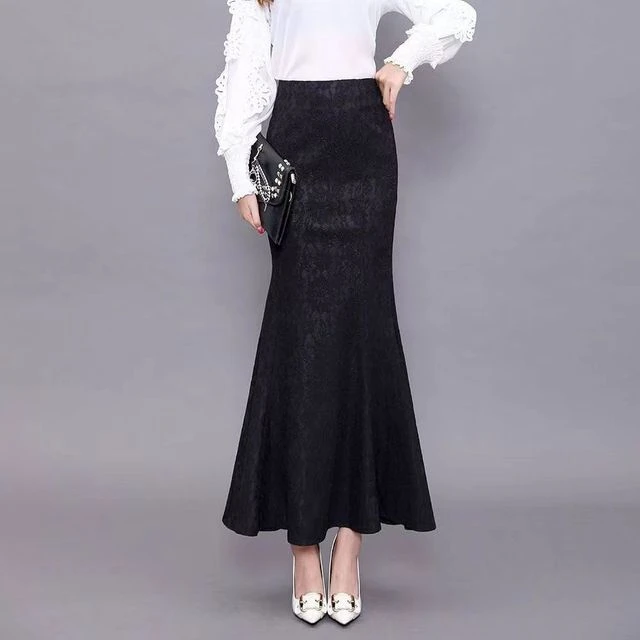 2025秋冬新款半身裙蕾丝长裙高腰显瘦包臀裙鱼尾裙气质修身一步裙