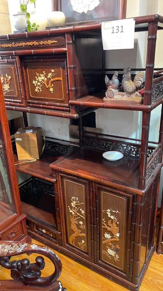 酸枝 手工雕刻茶水柜 131号嵌君子木