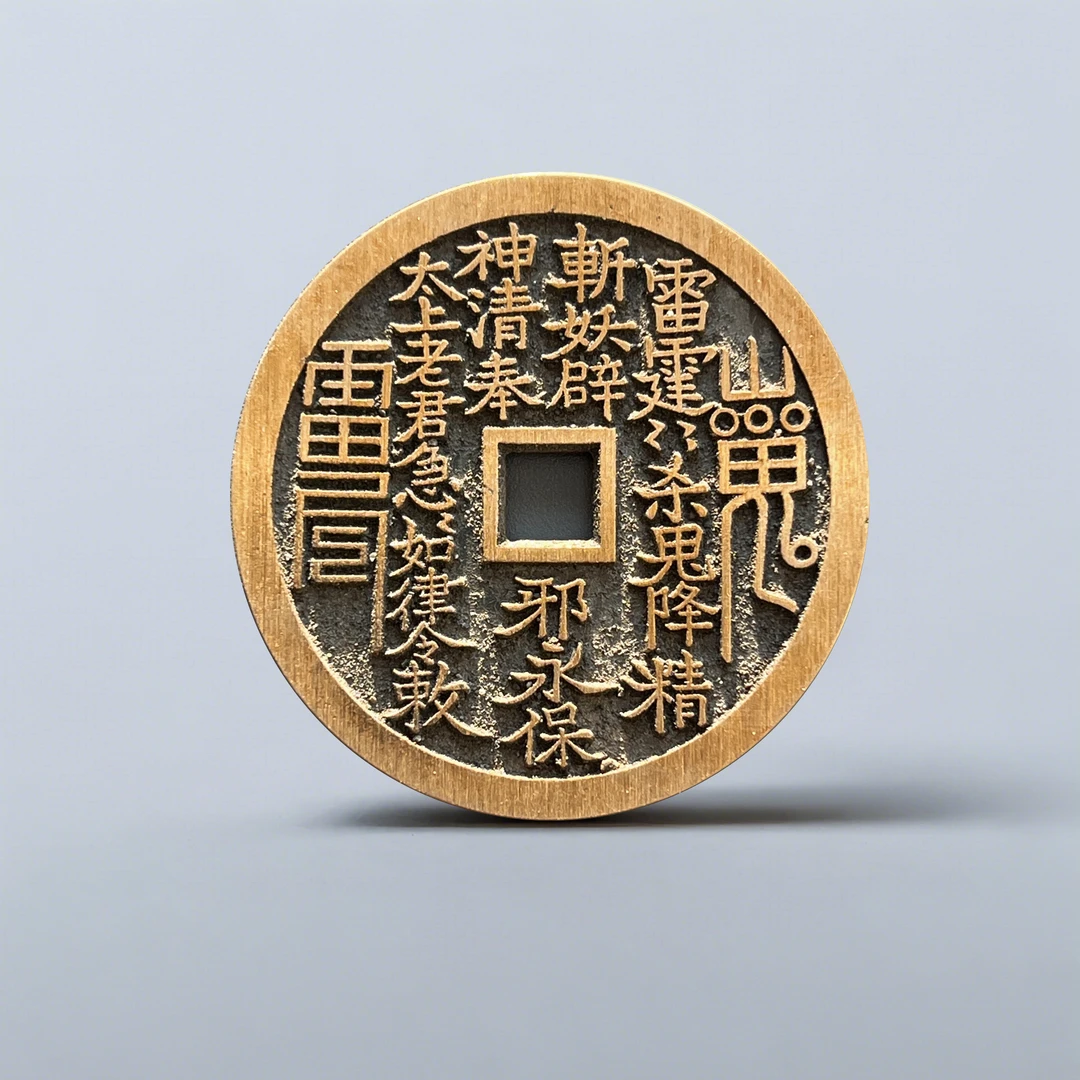 铜吊坠 【小冶收藏】宋青铜现代翻沙工艺品赣版山鬼花钱吊坠46.5mm