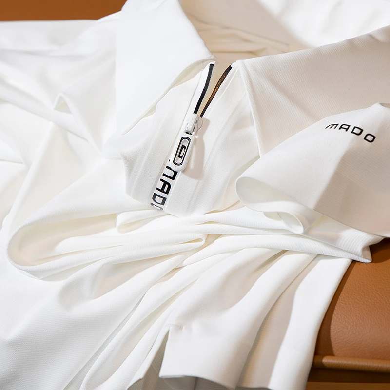 卢密洛布登轻奢半拉链polo衫男修身冰丝无痕短袖夏季薄款商务t恤