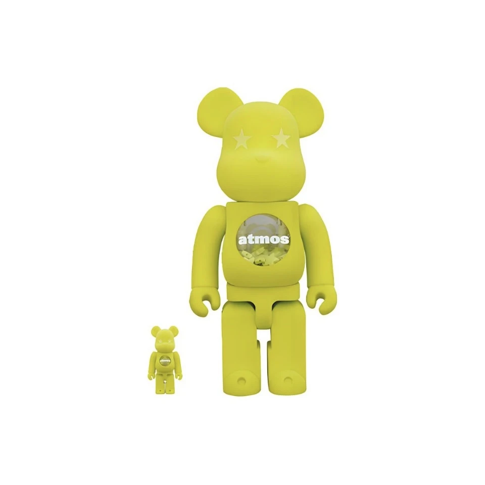 积木熊Bearbrick atmos绿色植绒 拆检 400%+100%尺寸28cm/7cm潮玩