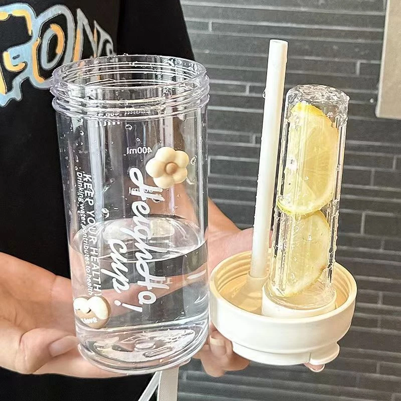 吸管杯学生花茶杯水杯女生随手杯便携吸管塑料杯大容量夏季杯子