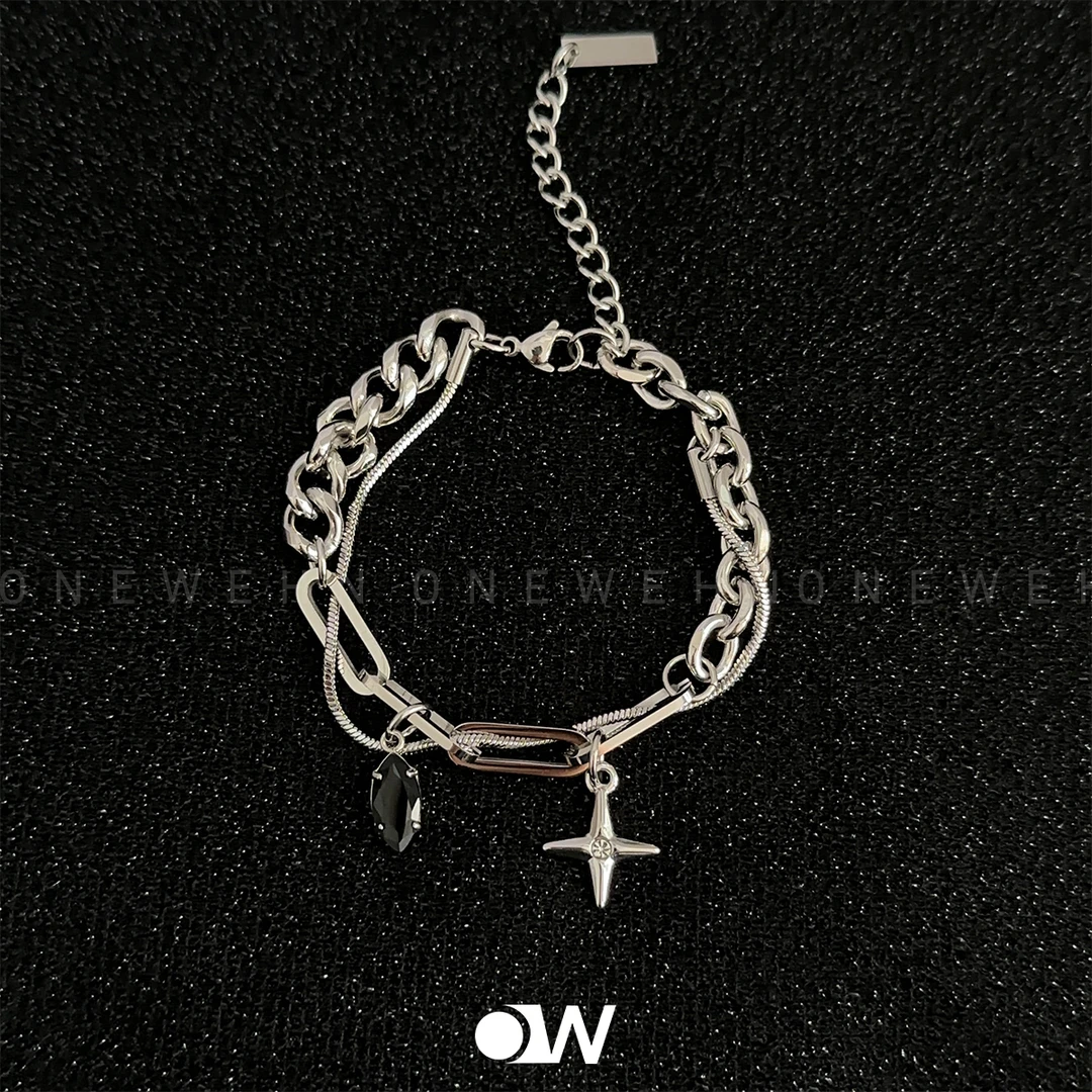 钛钢手链 时尚十字星手链轻奢高级感简约情侣手链男女百搭饰品