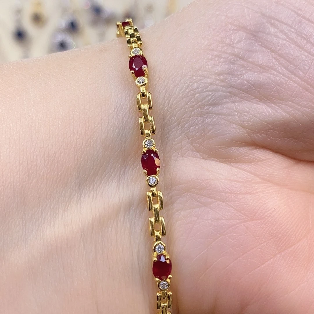 红宝石手链银S925镶嵌