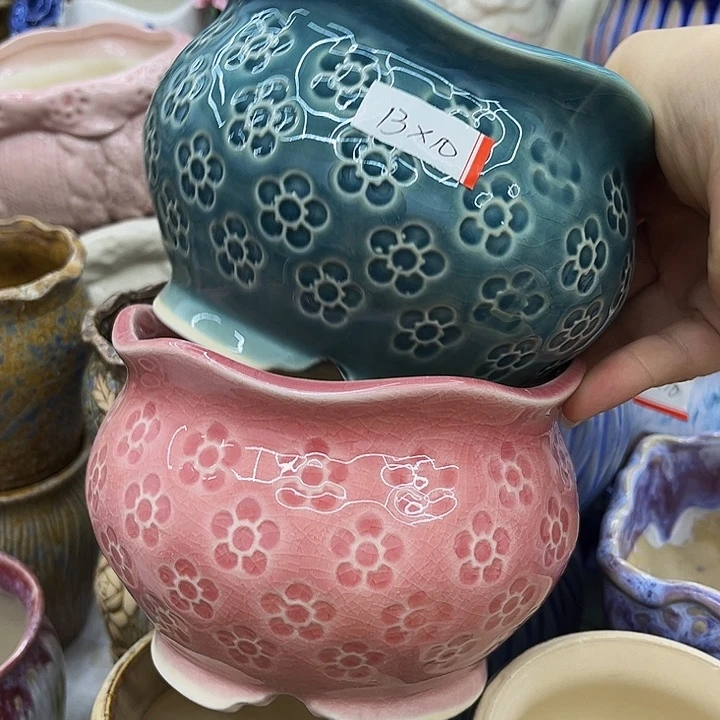 多肉绿植陶瓷花盆9:9包邮，有孔