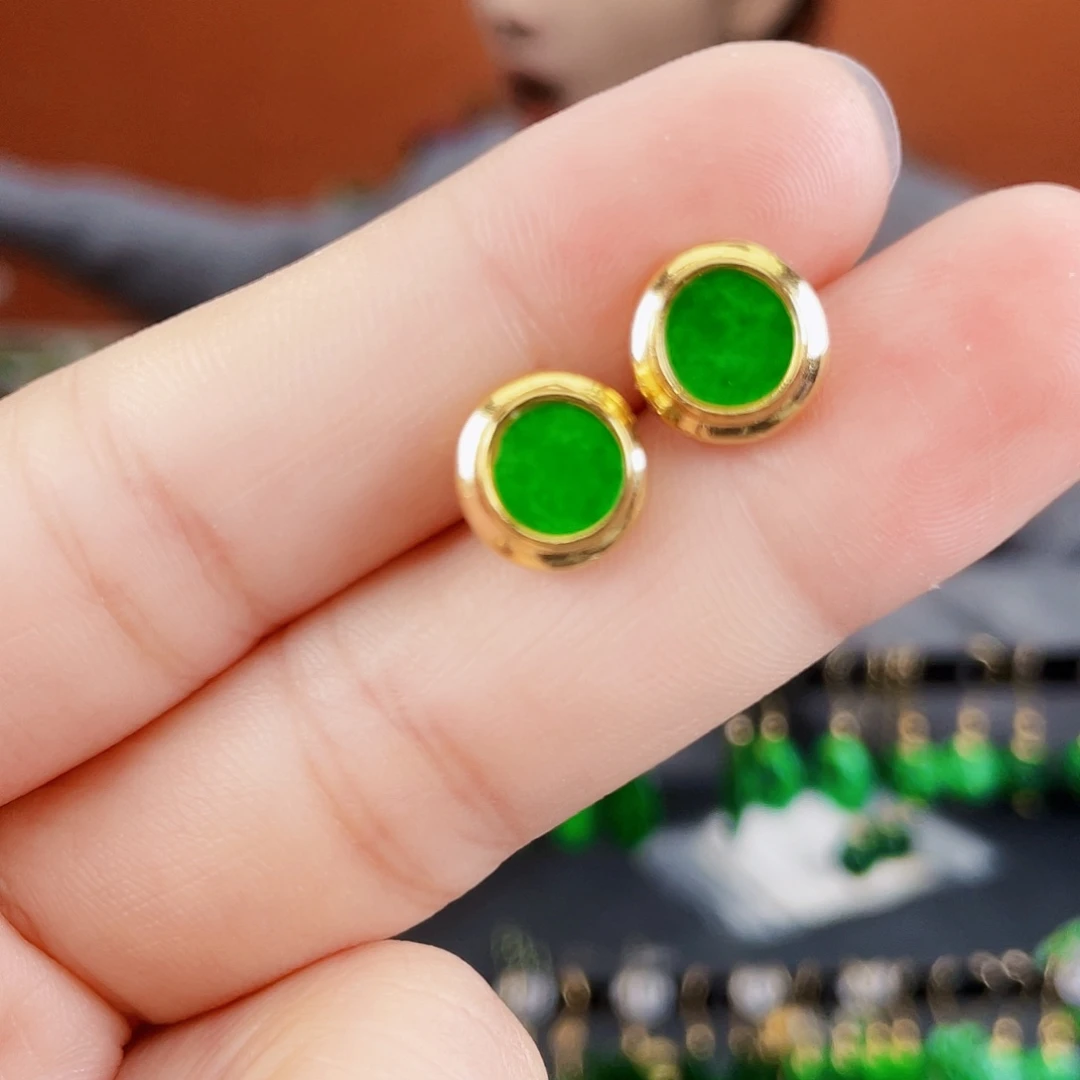 翡翠银S925镶嵌耳饰