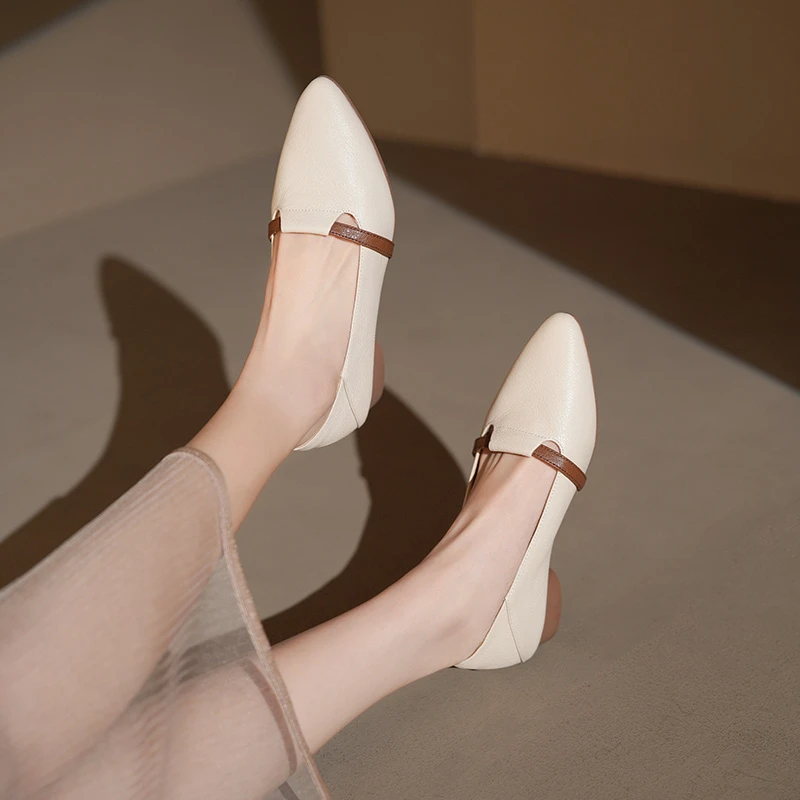 【断码鞋】休闲百搭软底舒适粗跟单鞋2025新款法式仙女风尖头高跟