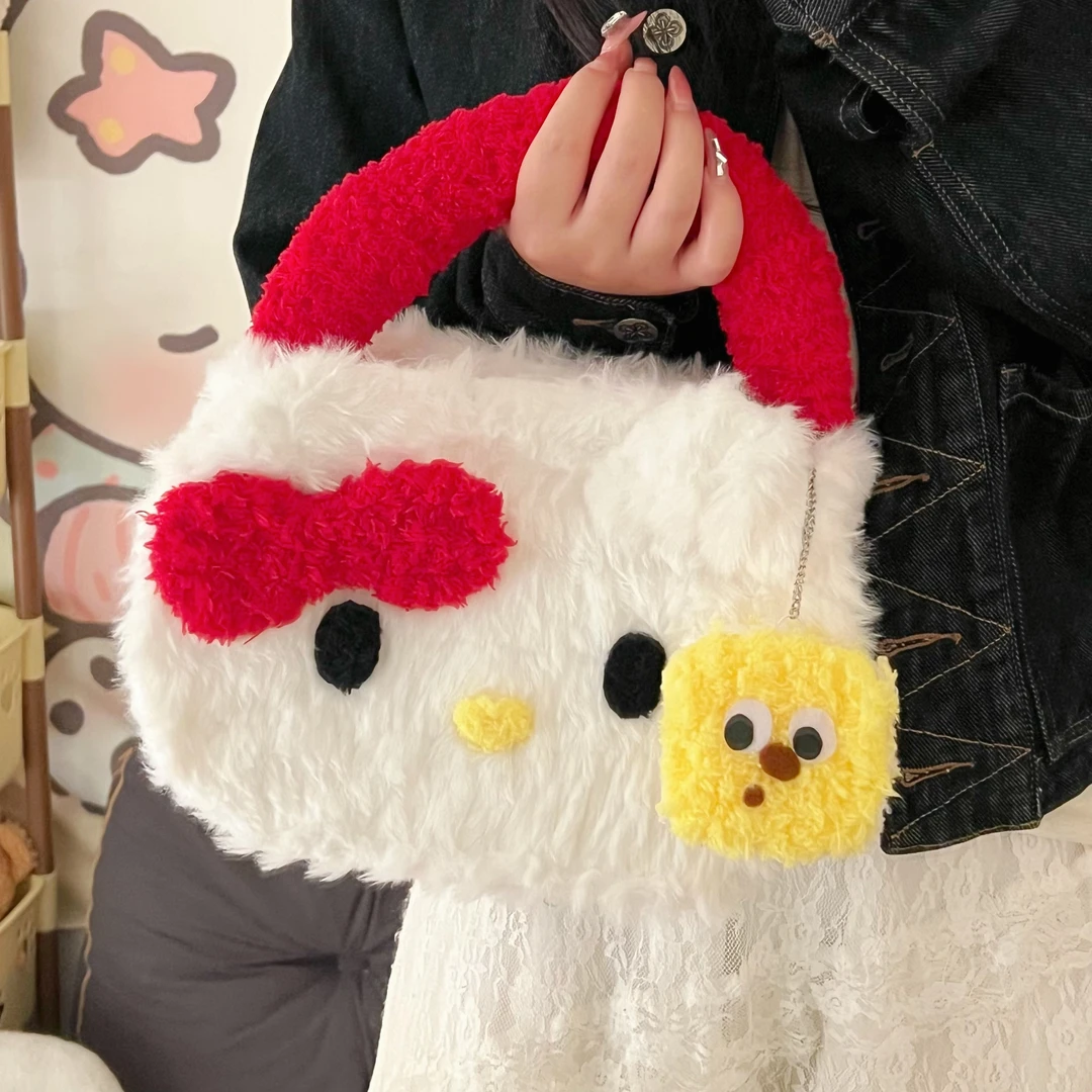 少女风卡通手工DIY自制猫咪网格手提包材料包送女生礼物