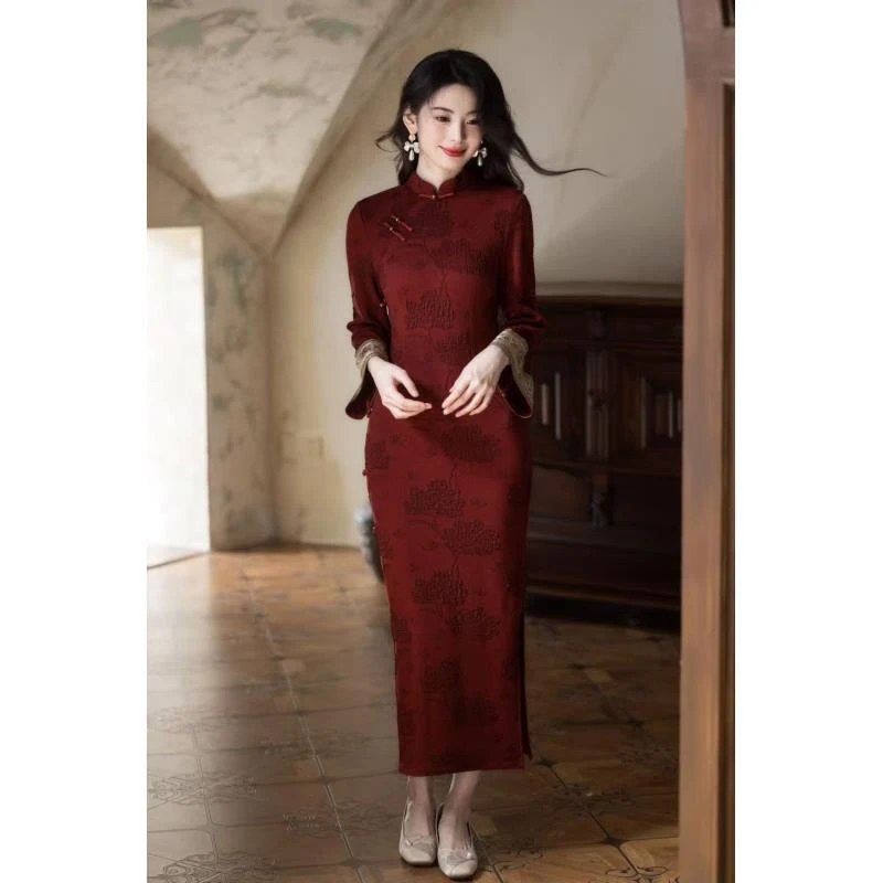 苏故里【秋丹叙】文艺气质修身高端日常旗袍奢华气质单层衣长120