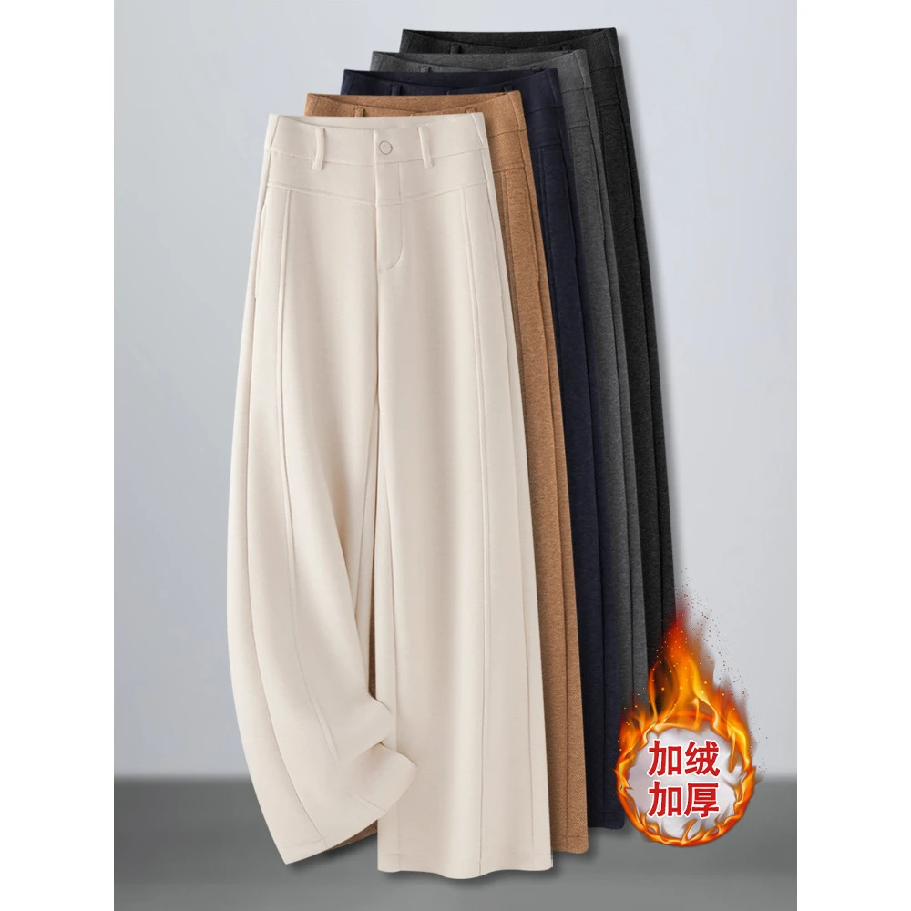 高级感羊毛呢阔腿裤女秋冬季2025新款九分裤羊绒垂坠感高腰直筒裤