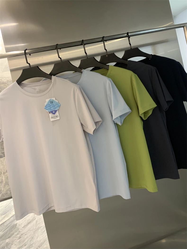 凉感速干T恤弹力吸湿透气运动跑步健身训练纯色圆领短袖上衣情侣