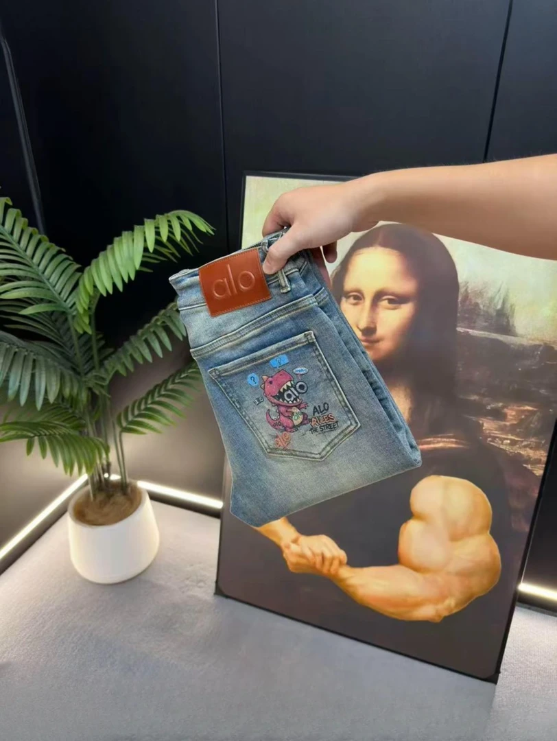 秋冬新款高端欧货印花休闲中腰修身小直筒九分/长裤牛仔裤6606