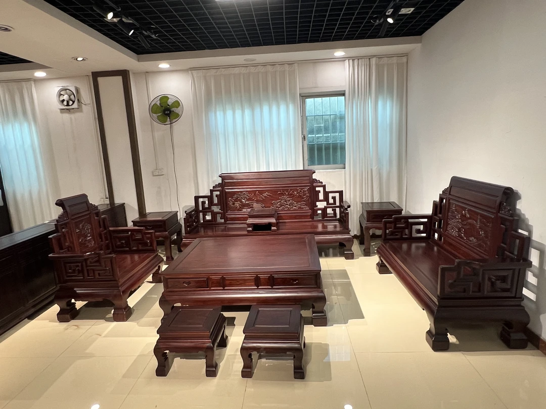 酸枝木丘山墨客卷书123占地大户型客厅成套别墅雕花新中式古典木