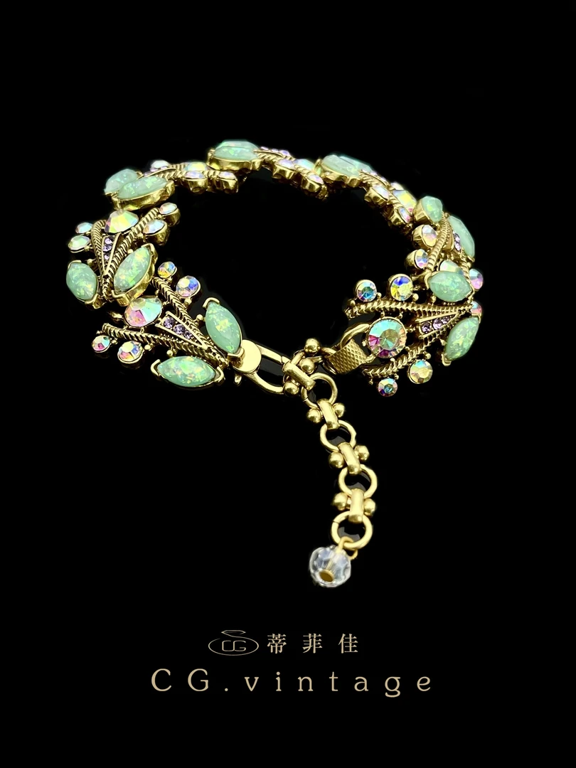 铜合金珐琅手镯 【夏季新款】手工气质蓝色轻奢复古编织vintage彩色