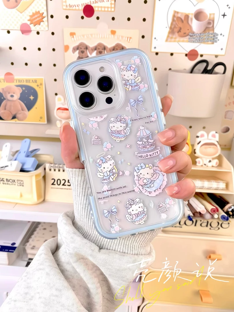 翅膀蓝衣kt适用苹果16promax手机壳15可爱14/13女12卡通11