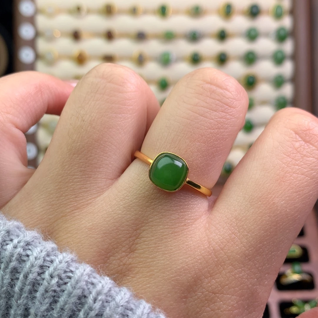 和田玉银S925镶嵌戒指