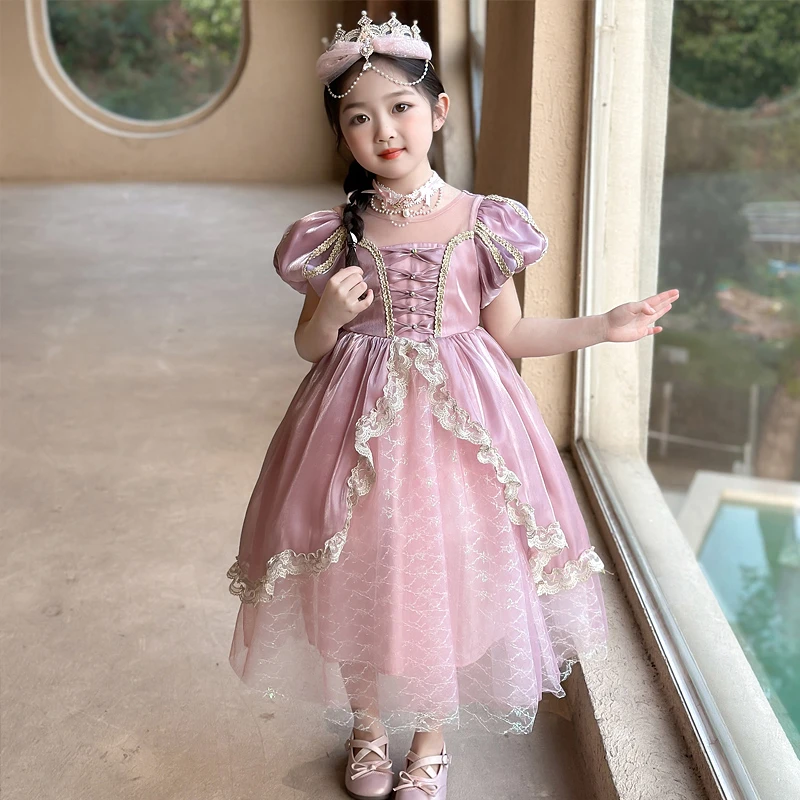 女童连衣裙爱丽儿洛丽塔公主裙女孩泡泡袖生日礼服裙儿童美人鱼裙