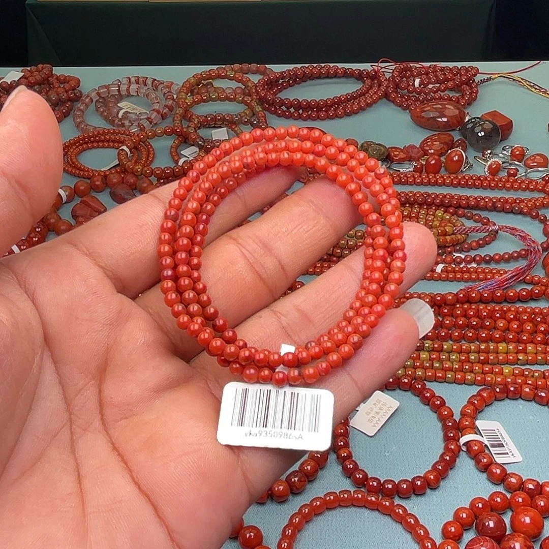 南红玛瑙未镶嵌手链包浆卡3十