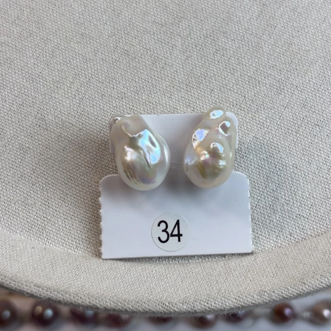 淡水珍珠耳钉银S925镶嵌