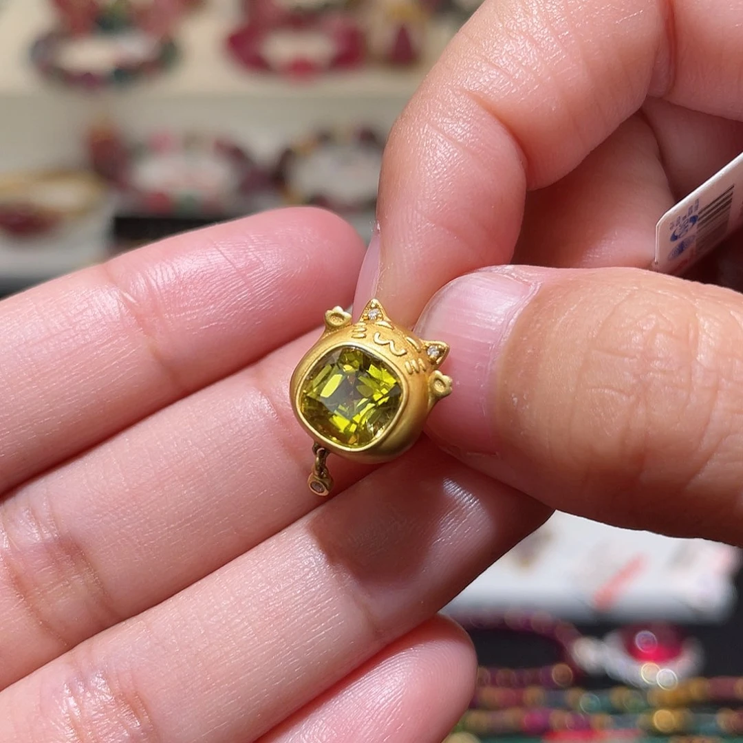 碧玺 猫咪魔盒18K金镶嵌