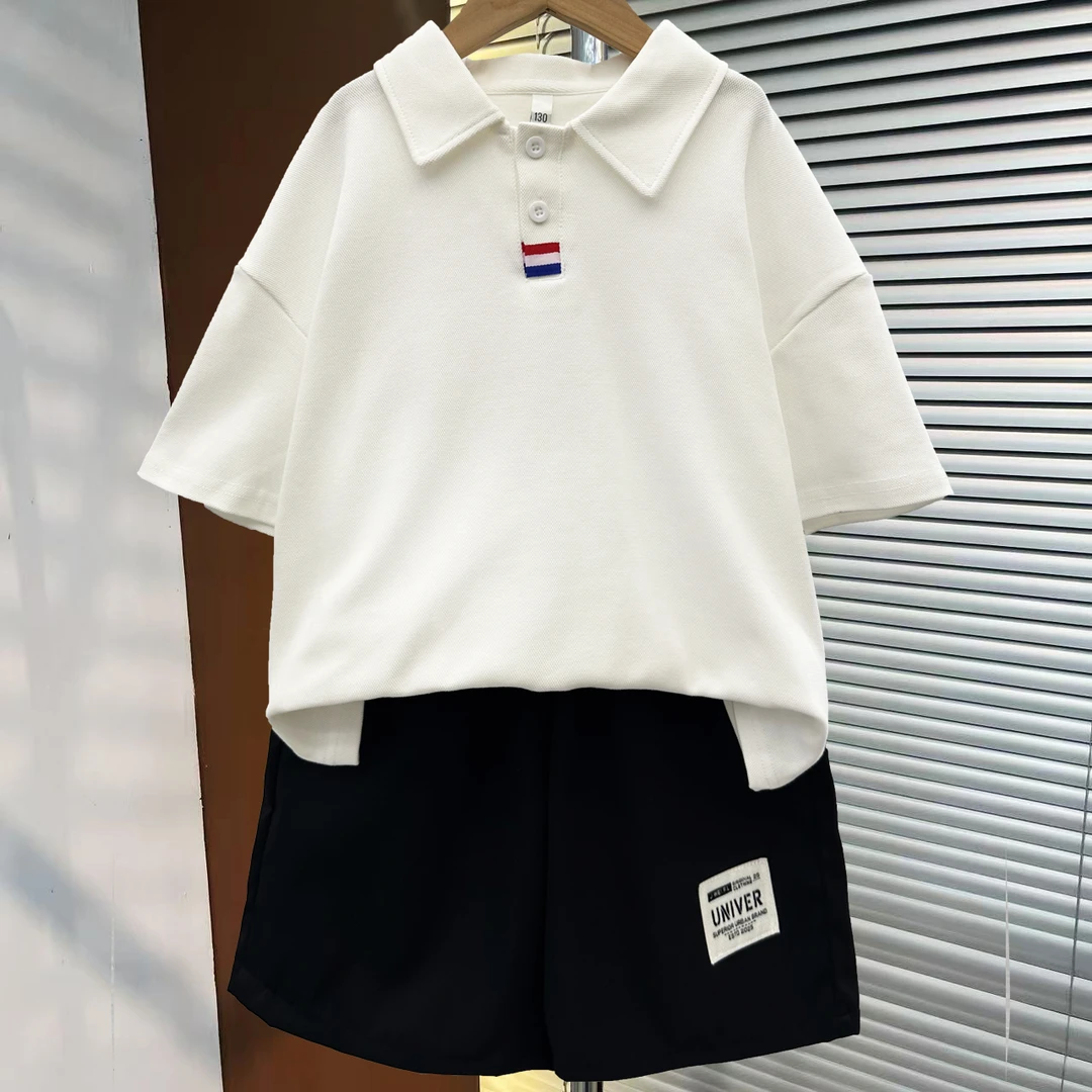 【唛卡牛牛专属】男童夏装2025新款儿童POLO衫套装男大童韩版两件套
