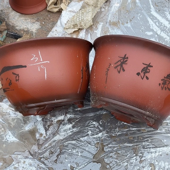 宜兴紫砂花盆，现货发