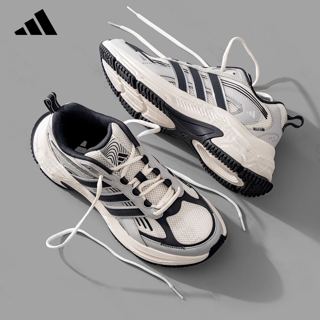 adidas阿迪达斯休闲鞋男鞋女鞋流光风运动鞋灰色老爹鞋 JQ0255