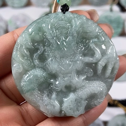 翡翠颈饰未镶嵌龙凤呈祥两面工福利