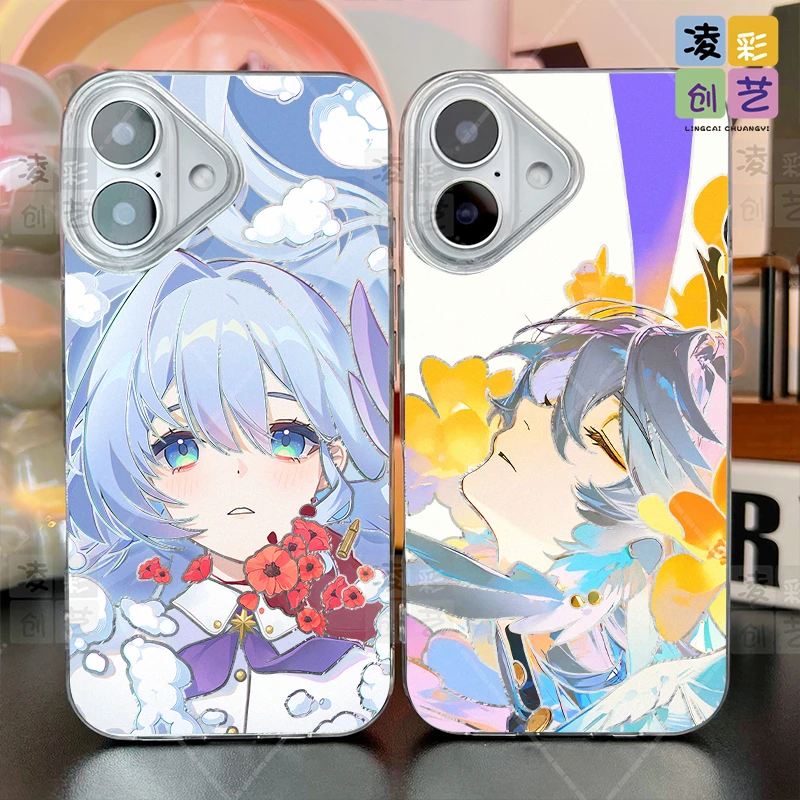 凌彩创艺适用于苹果16小米崩铁花花星期日知更鸟大孔IMD冰川纹壳