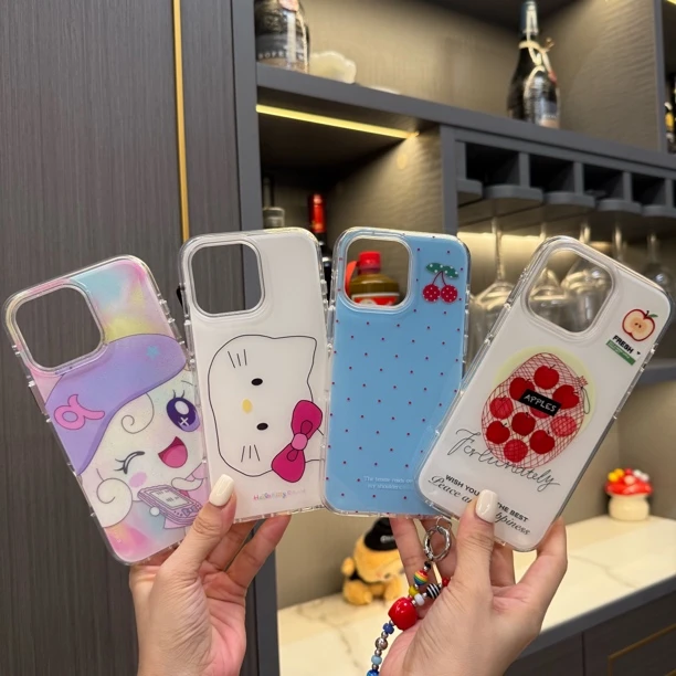 【圆边imd材质】ins可爱小清新适用苹果iPhone16/13手机壳硬背软边