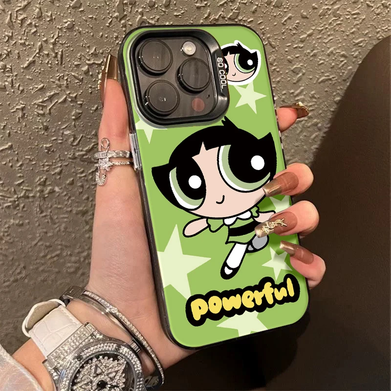 飞天小女警适用苹果16手机壳iphone15彩银磨砂14pm网红13卡通防摔