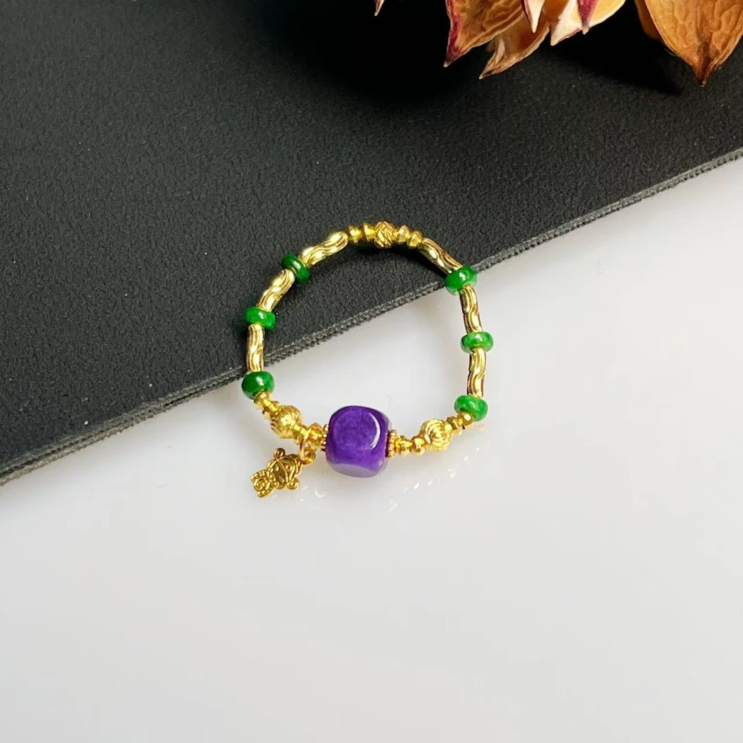 【壹芳珠宝】舒俱来18k金镶方粒戒圈